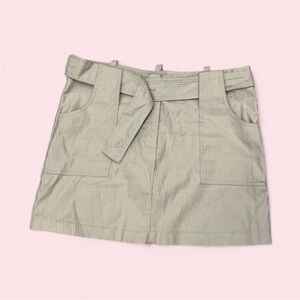 Y2K Belted pinstripe beige mini skirt